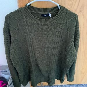 Olive oversized sweater with cute elbow patches